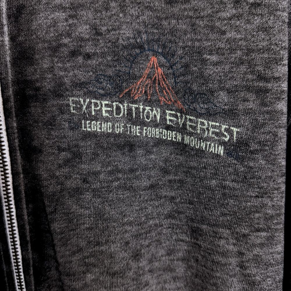 Disney Expedition Everest Men's Small Lightweight Gray Full Zip-Up Yeti Hoodie - Picture 5 of 8